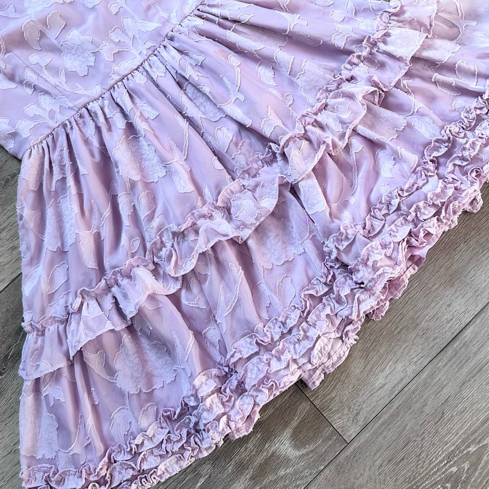 Lulus True As Can Be Lavender Burnout Floral Ruffled Mini Dress - Picture 9 of 16
